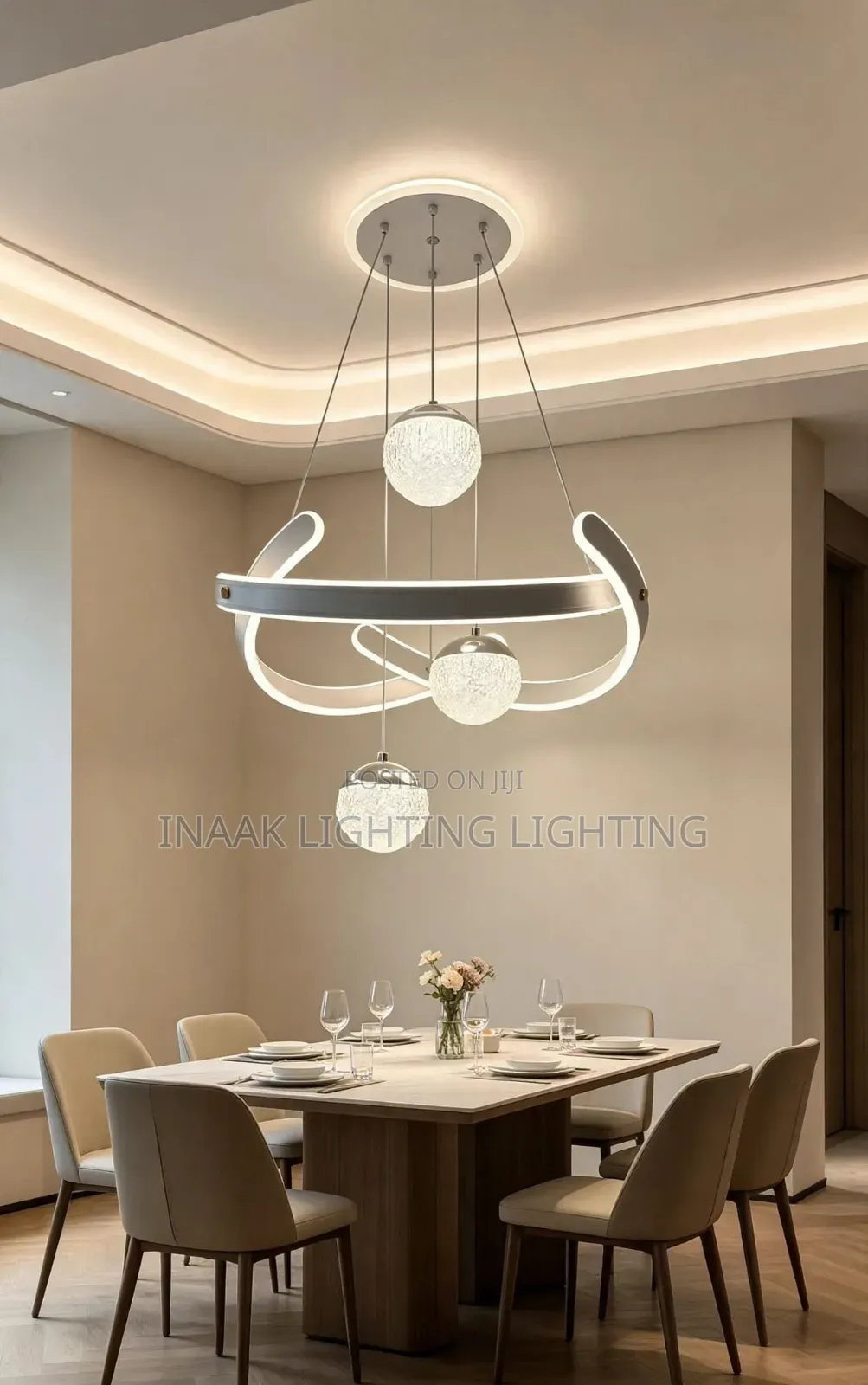 Twisted Ring Chandelier With 3 Cracked Crystal Ball Pendants
