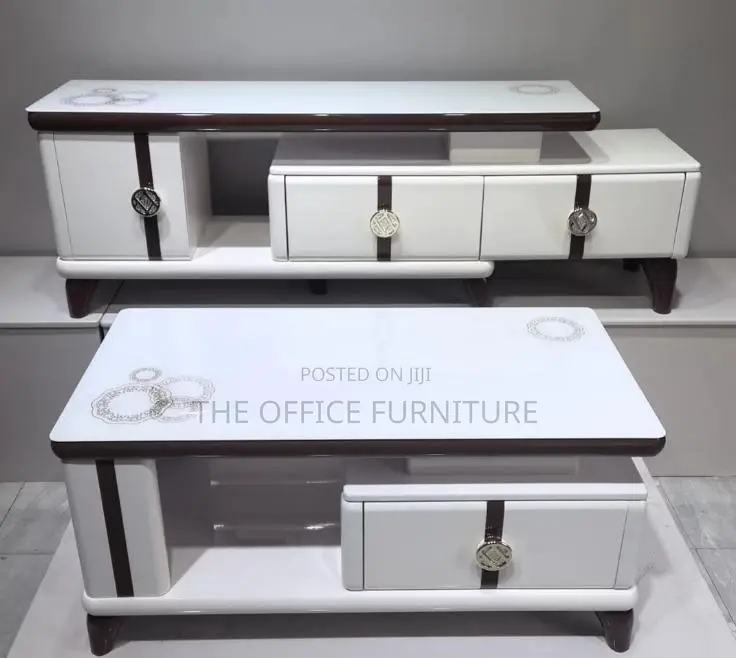Marble-Top TV Stand and Matching Coffee Table Set