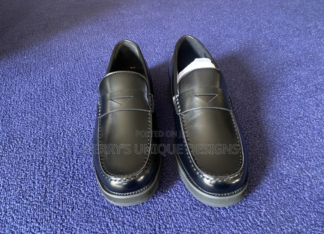 Men's Black Leather Penny Loafers – Classic Smart Casual Shoes