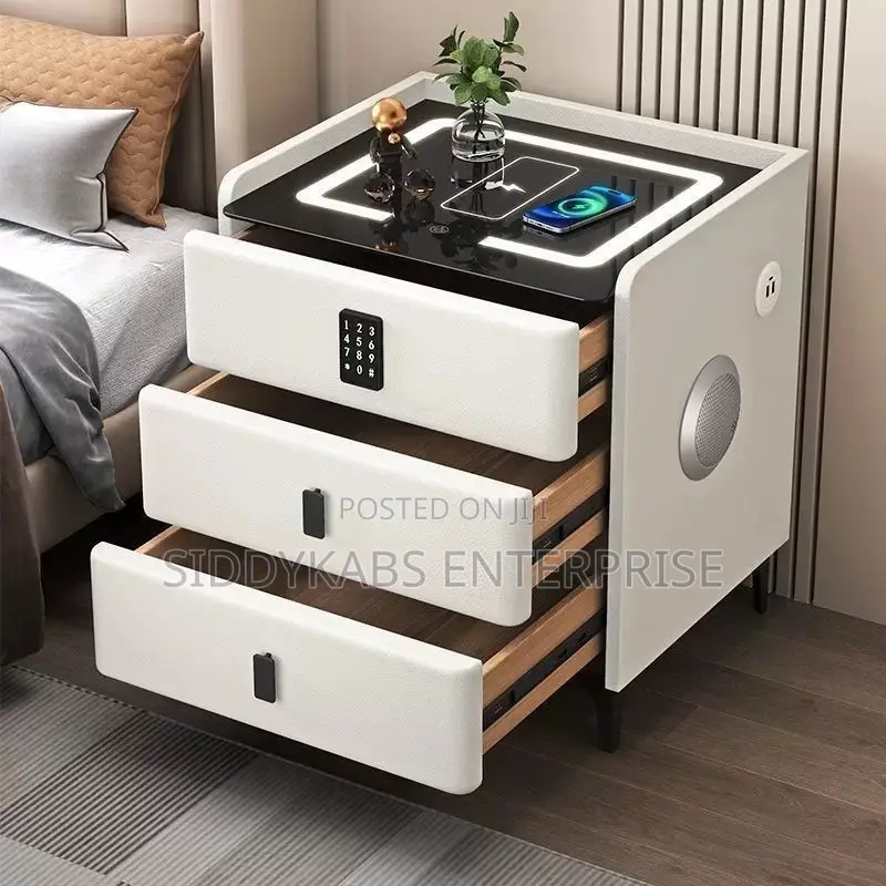 Smart Bedside Table With Wireless Charging, Bluetooth & a Keypad Lock
