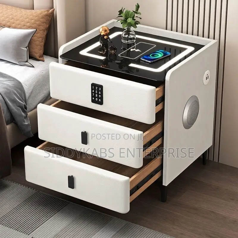 Smart Bedside Table With Wireless Charging, Bluetooth & a Keypad Lock