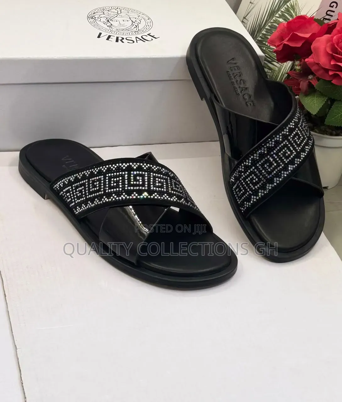Authentic Quality Leather Versace Slippers