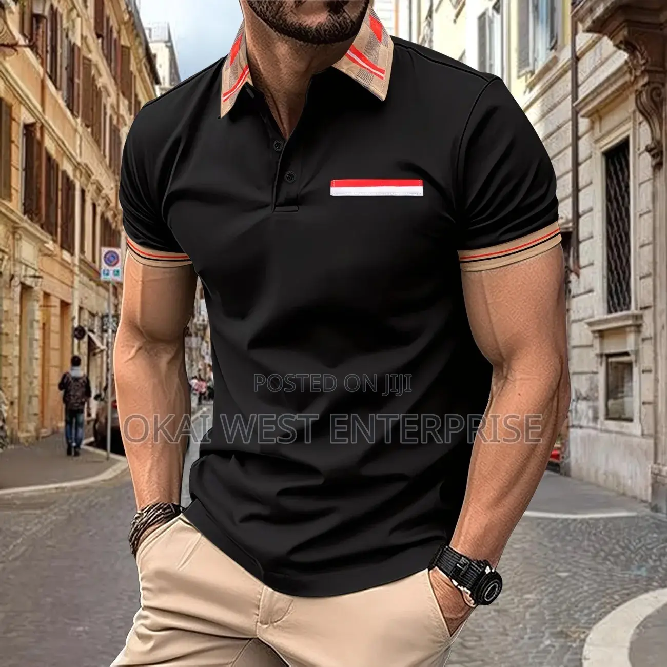 Modern Lapel Polo Shirt – Solid Color Men's Casual Style