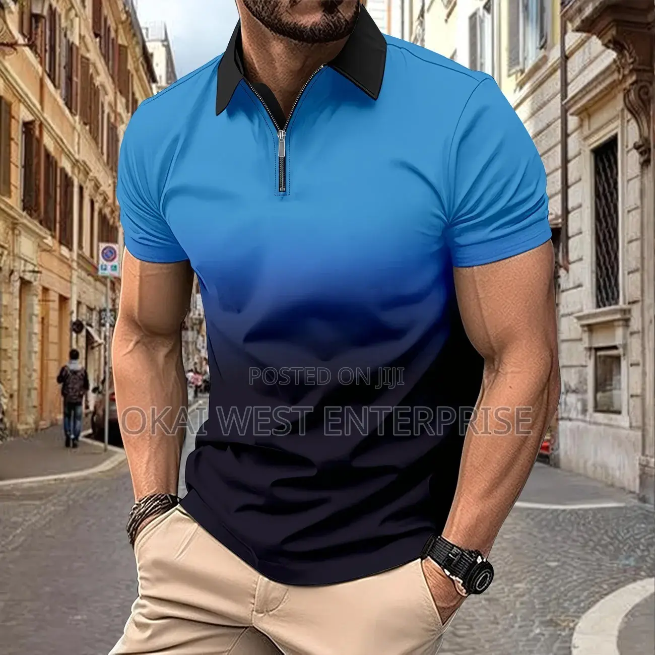 Modern Lapel Polo Shirt – Solid Color Men's Casual Style