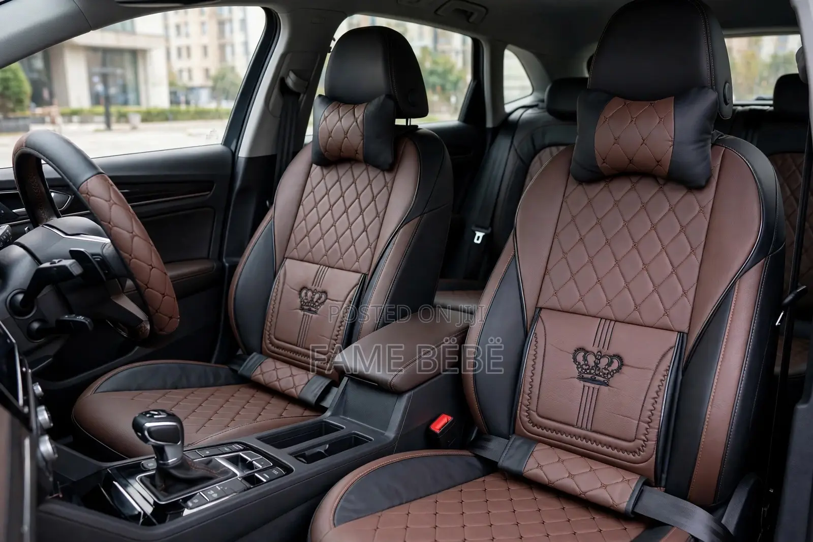 Black and Brown Leather Seat Cover
