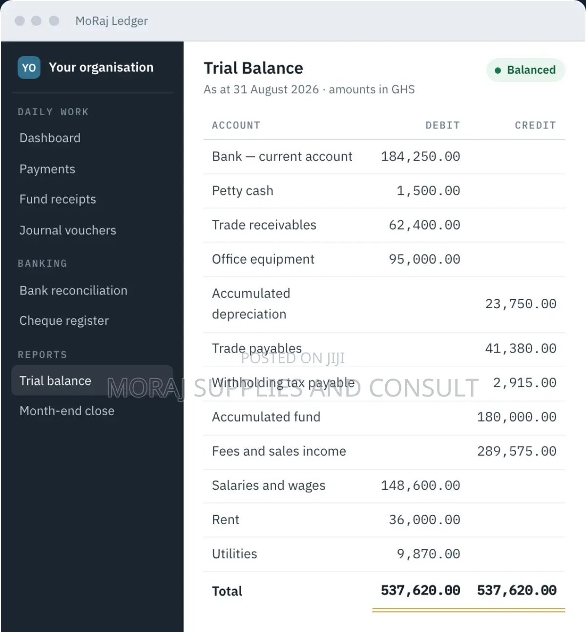 MoRaj Ledger – Accounting Software for Ghana (WHT, VAT, PAYE, SSNIT)