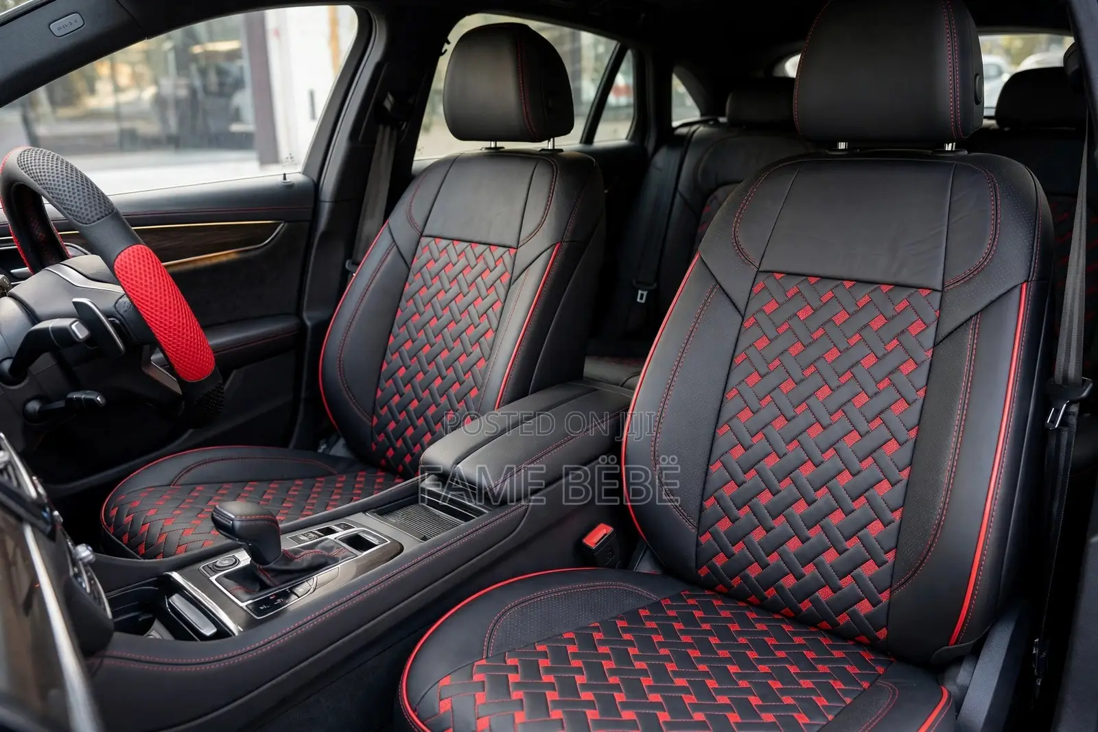 Premium Black & Red Basket-Weave Design