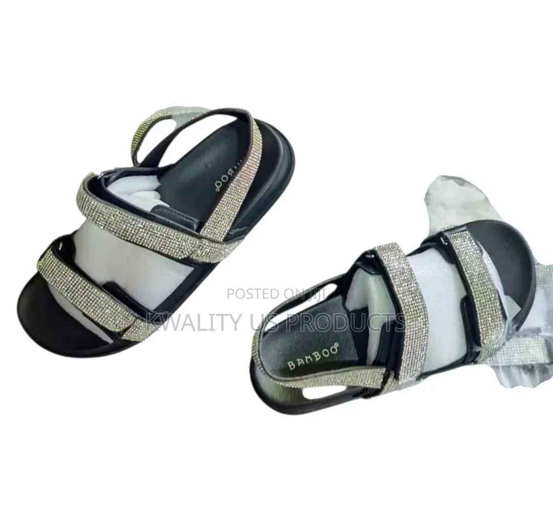 Bamboo Women's Embellished Strap Sandals - Size 37, 37.5