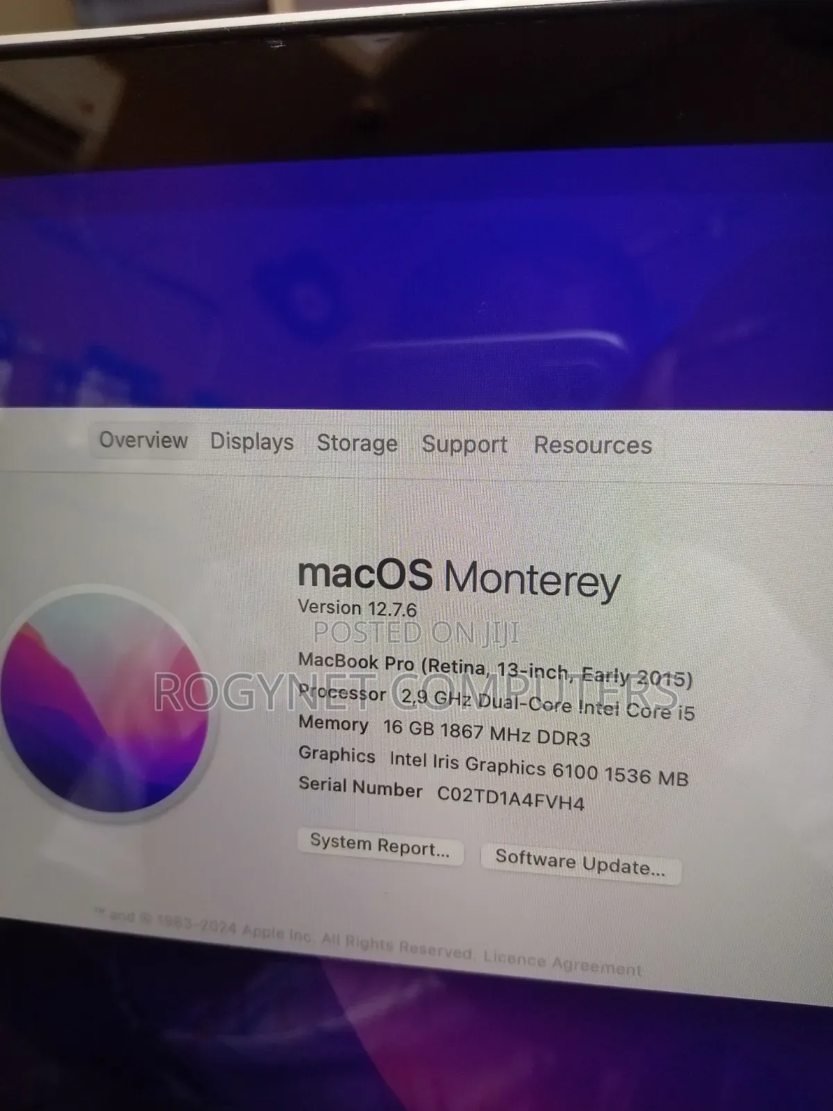 Laptop Apple MacBook Pro 2015 16GB Intel Core i5 SSD 512GB