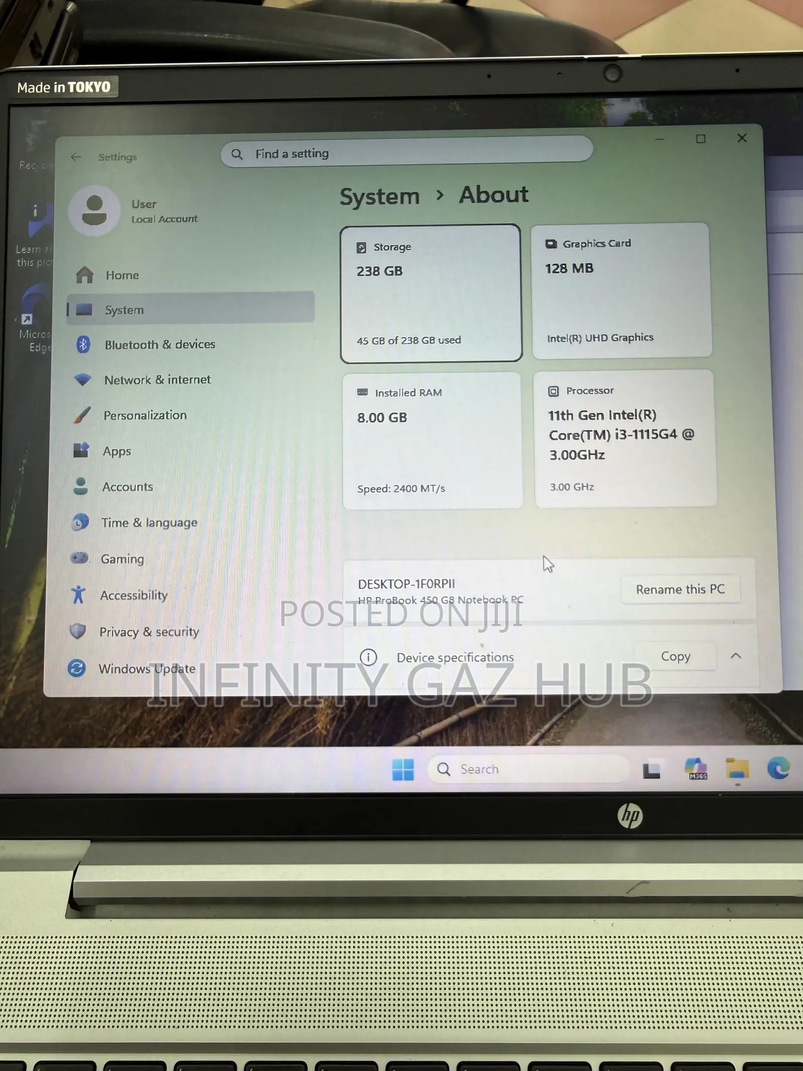 Laptop HP ProBook 450 G8 8GB Intel Core i3 SSD 256GB
