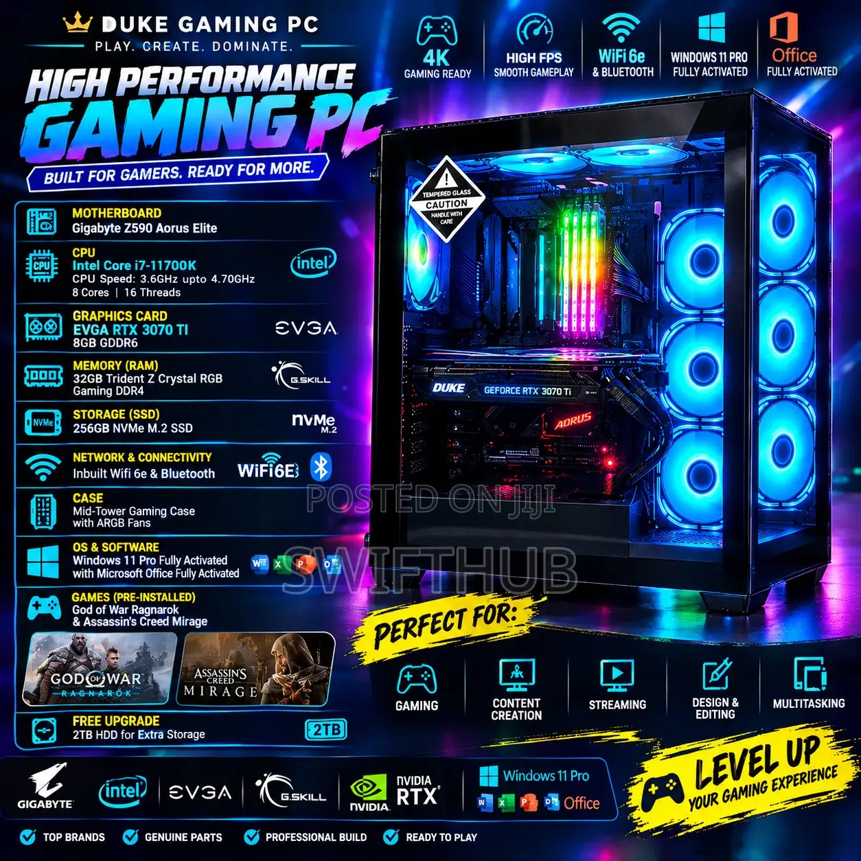 New Desktop Computer 32GB Intel Core i7 HDD+SSD 2T