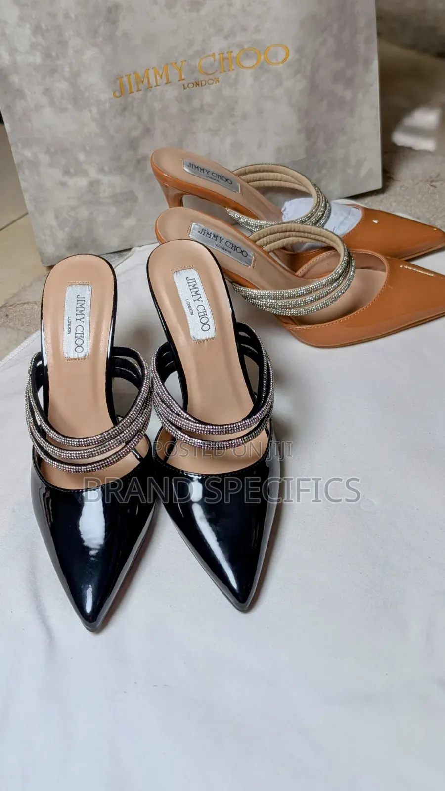 Women’s Black Rhinestone Pointed-Toe Mule Jimmy Choo Heels