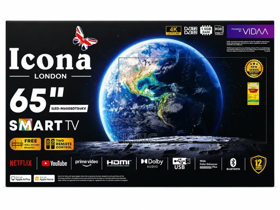 Icona 65 Inch TV Ultra 4k Smart Android Bluetooth Digital Satellite