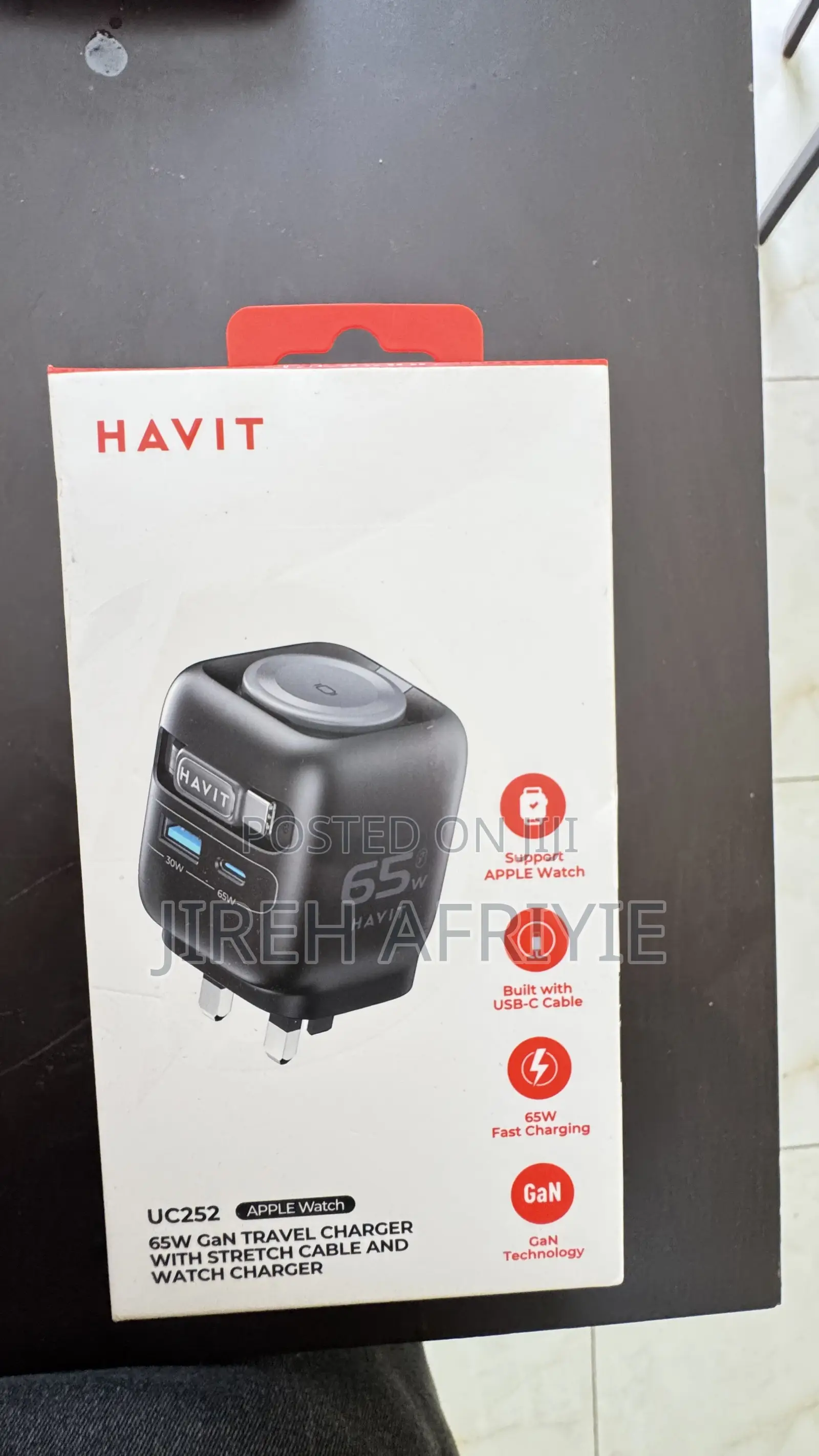 65w Havit Travel Charger With Retractable Cable and Watch Chatger