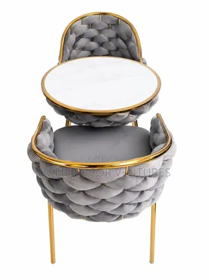 Modern Tufted Accent Chair- Dark Grey and Gold