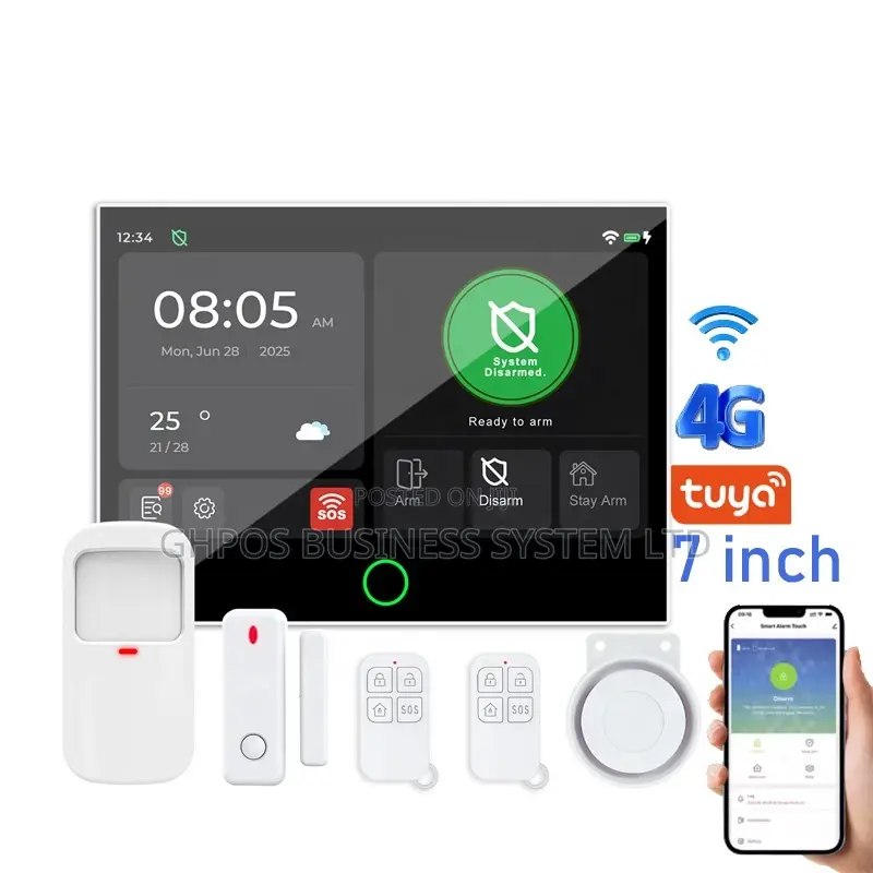 Ubero B700 Touchscreen Tuya WiFi 4G Wireless Home Alarm System Kit (10