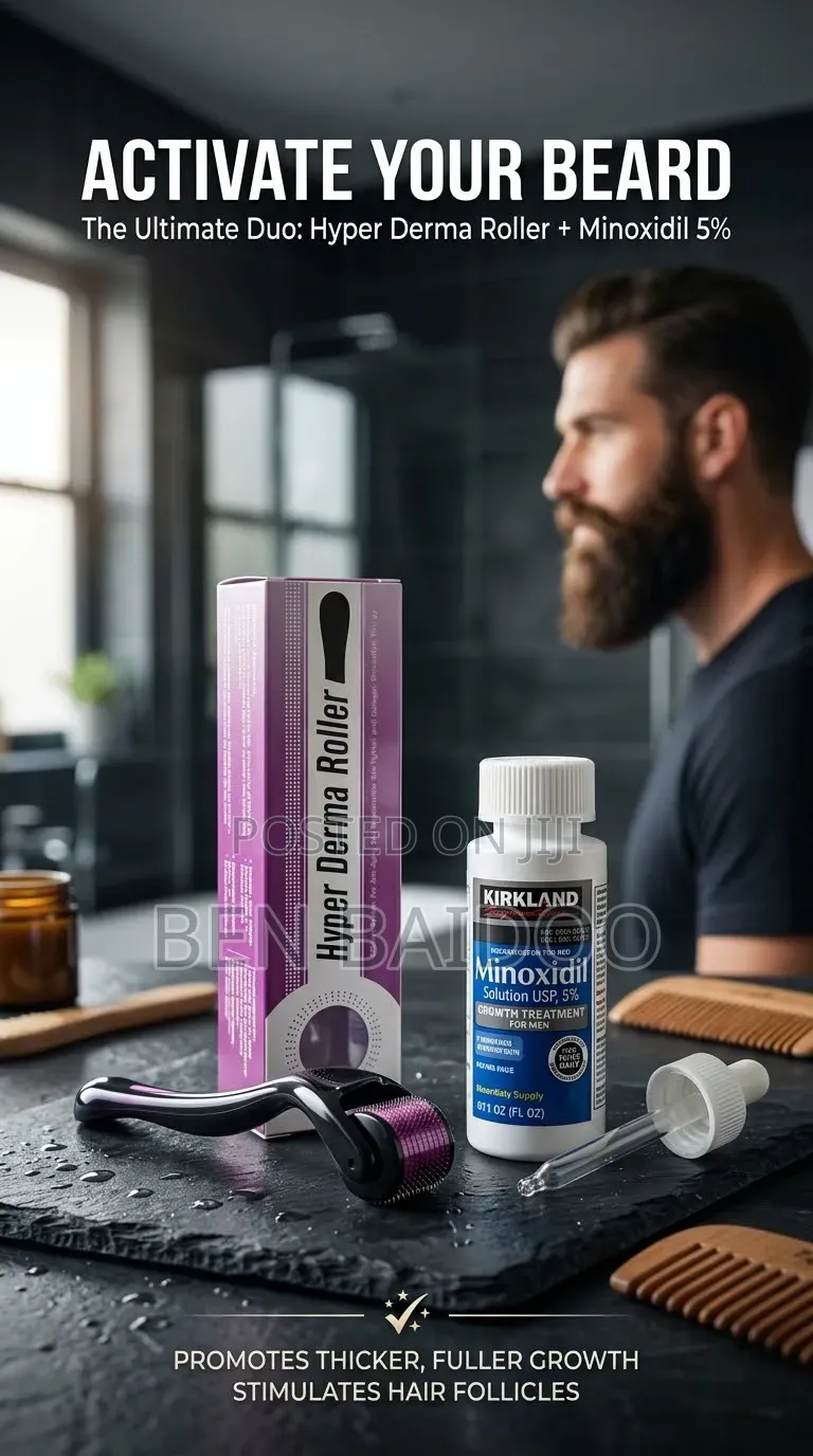Kirkland Minoxidil & Hyper Derma Roller (Men's Healthy Hair Oil)