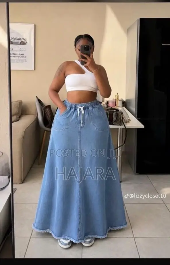 Trendy Jeans Maxi Skirt