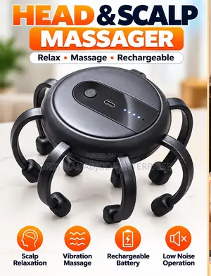8-Head Electric Scalp & Head Massager – Rechargeable Deep Massage,