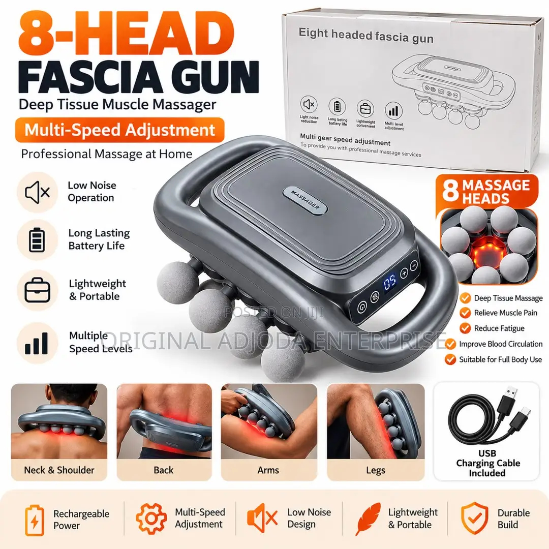 Original 8-Head Fascia Gun – Deep Tissue Electric Muscle Massager