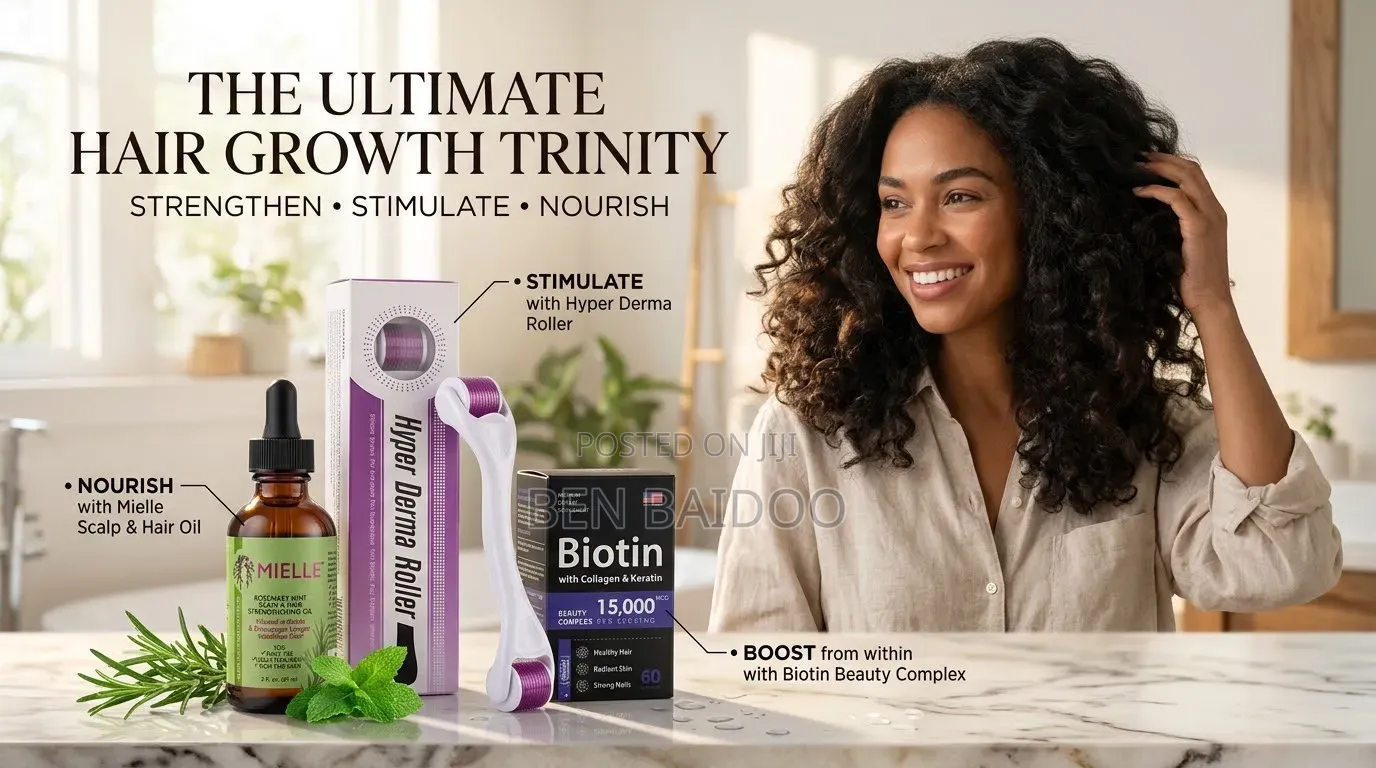Rosemary Oil,Biotin & Derma Roller ( Hair Growth Trinity)