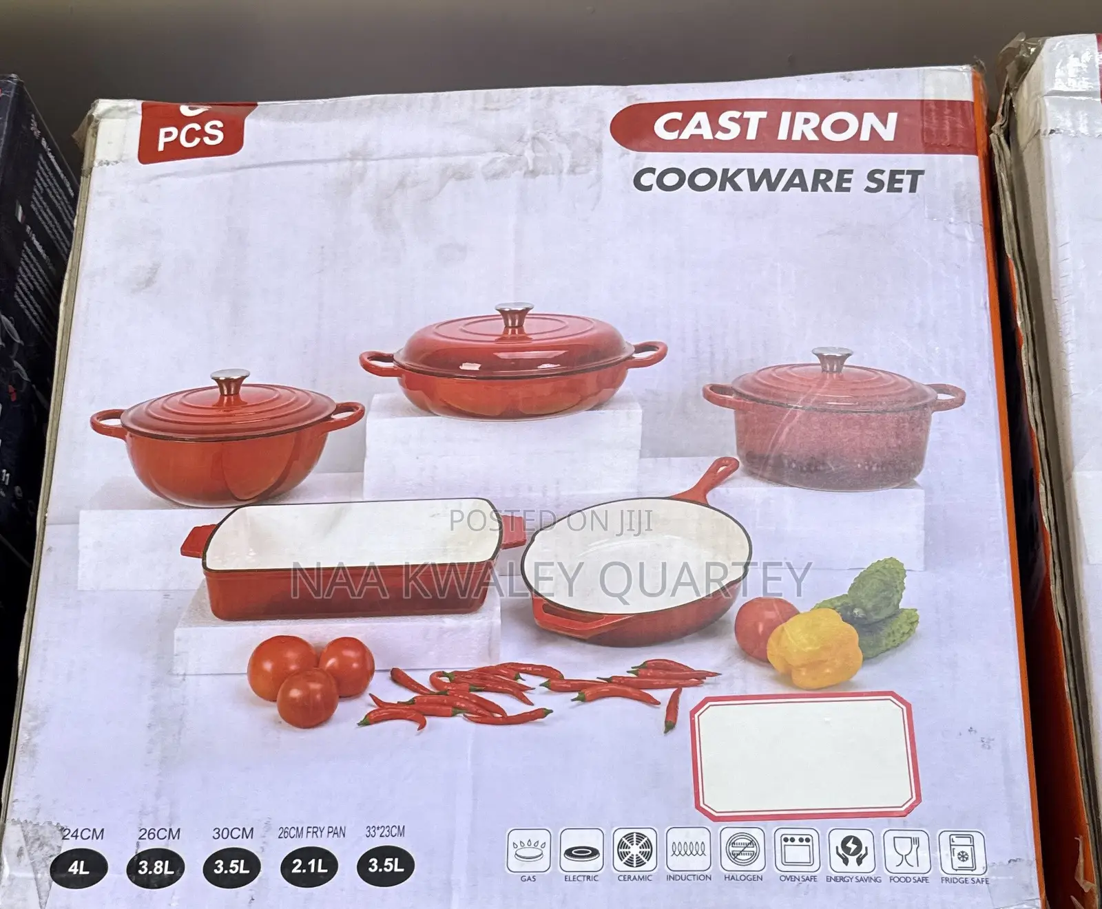 9pcs Cast on Iron Cookware Set