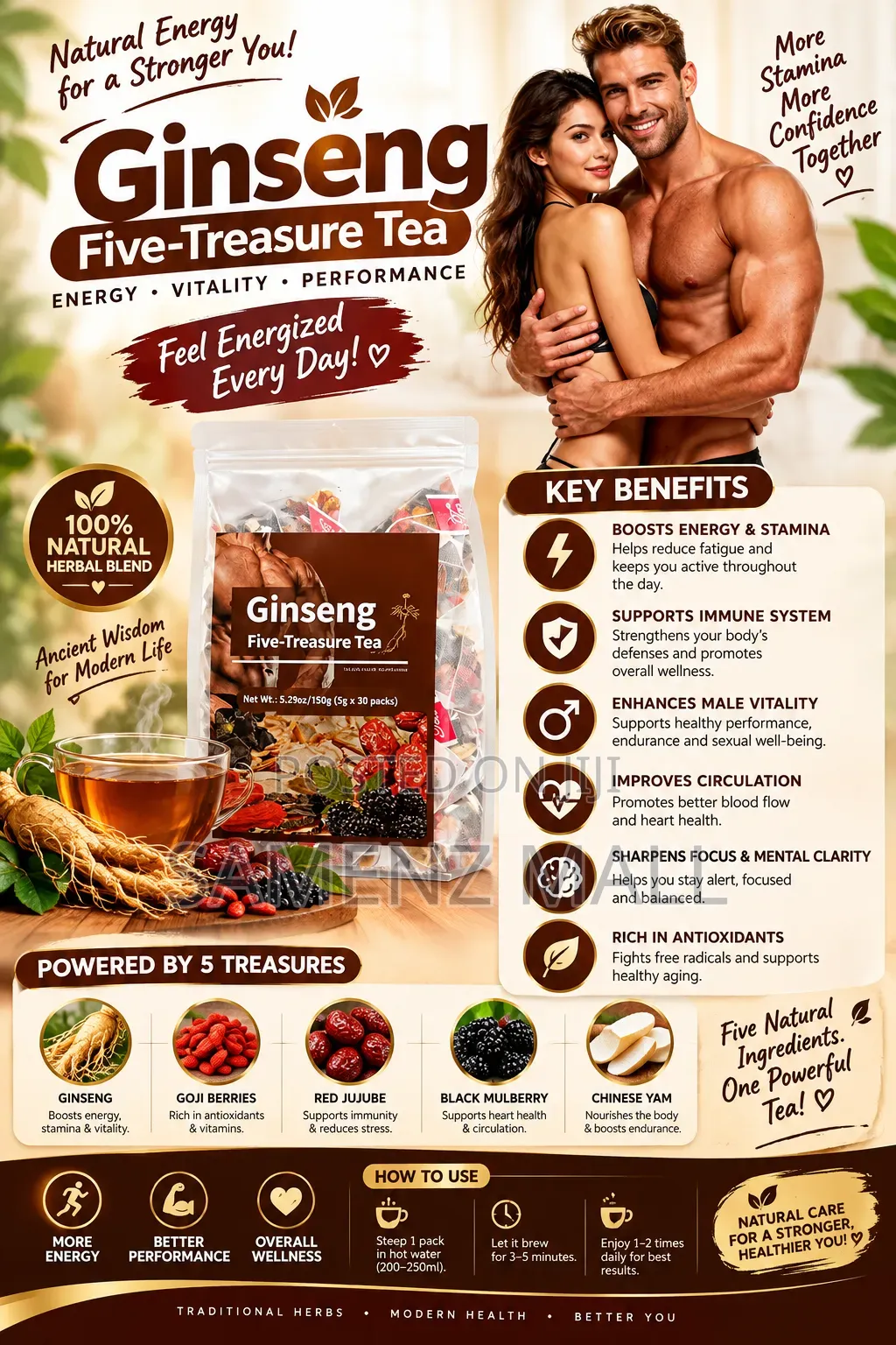 Ginseng Five-Treasure Herbal Tea