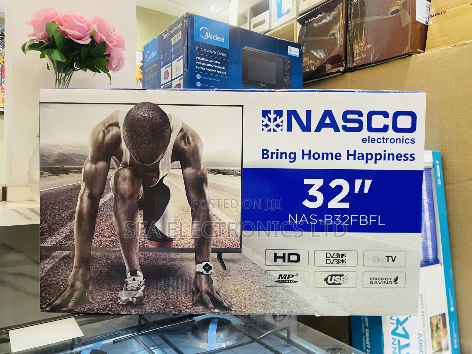 Nasco 32-Inch LED Digital Satellite TV (DVB-T2/S2) – HDMI & USB