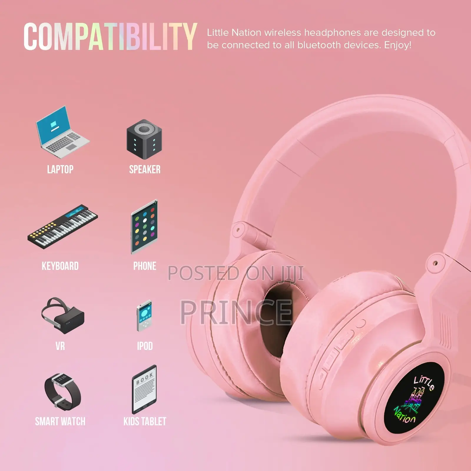 JST - 31 Pink Stereo Headphones /