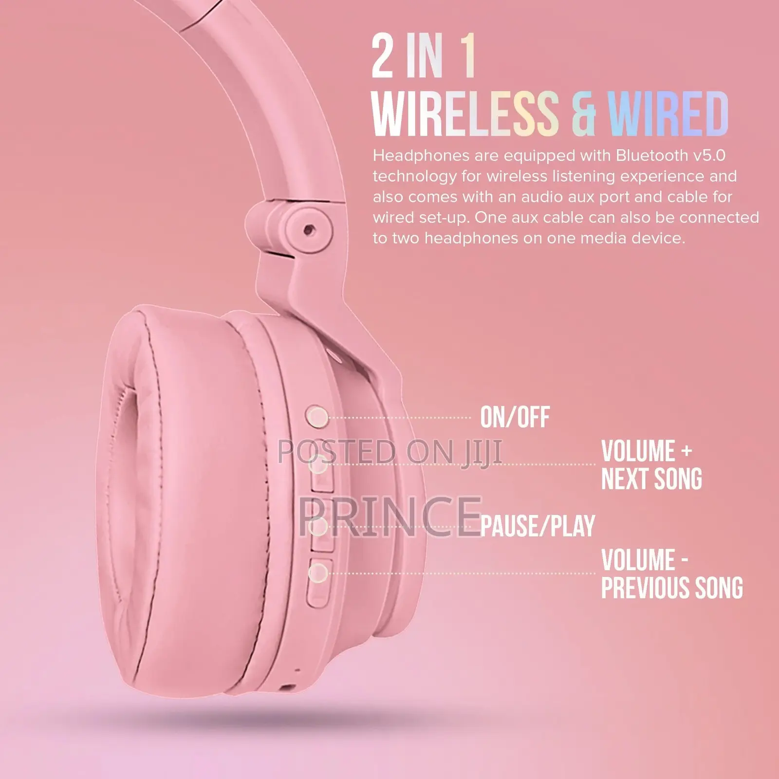 JST - 31 Pink Stereo Headphones /