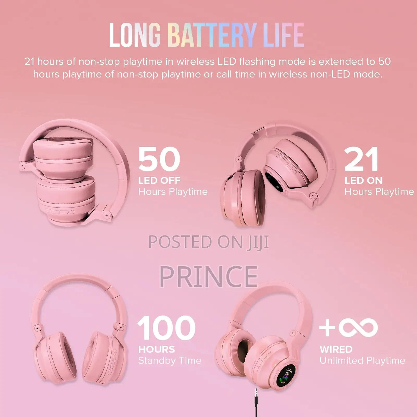 JST - 31 Pink Stereo Headphones /