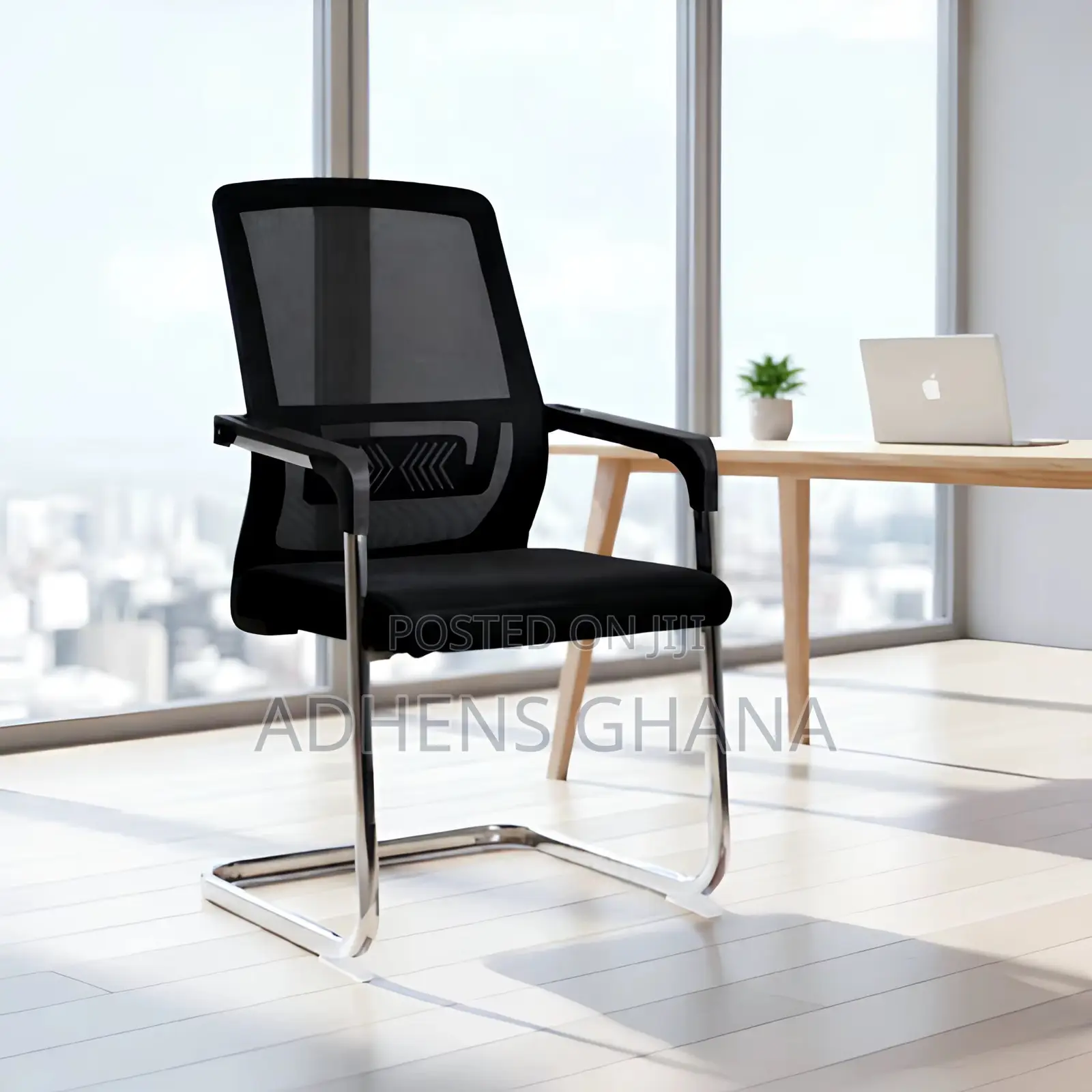 Modern Black Office Chair – Premium Mesh Back With Chrome Metal Frame
