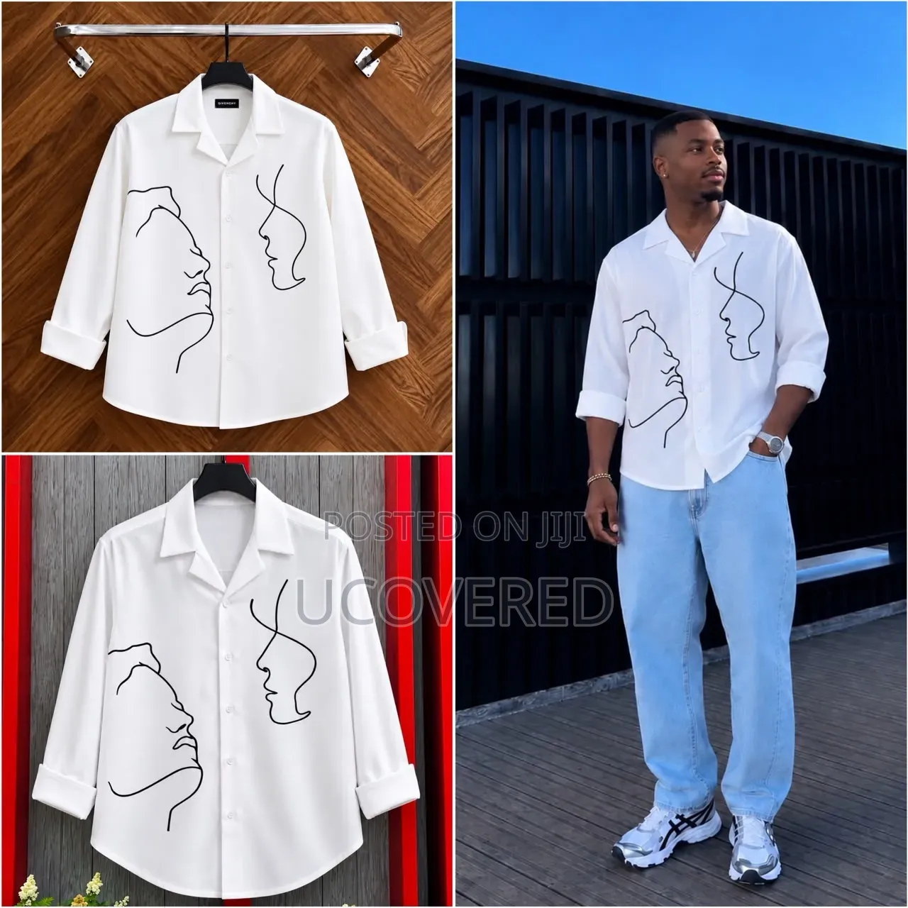 White Loose-Fit Camp-Collar Shirt