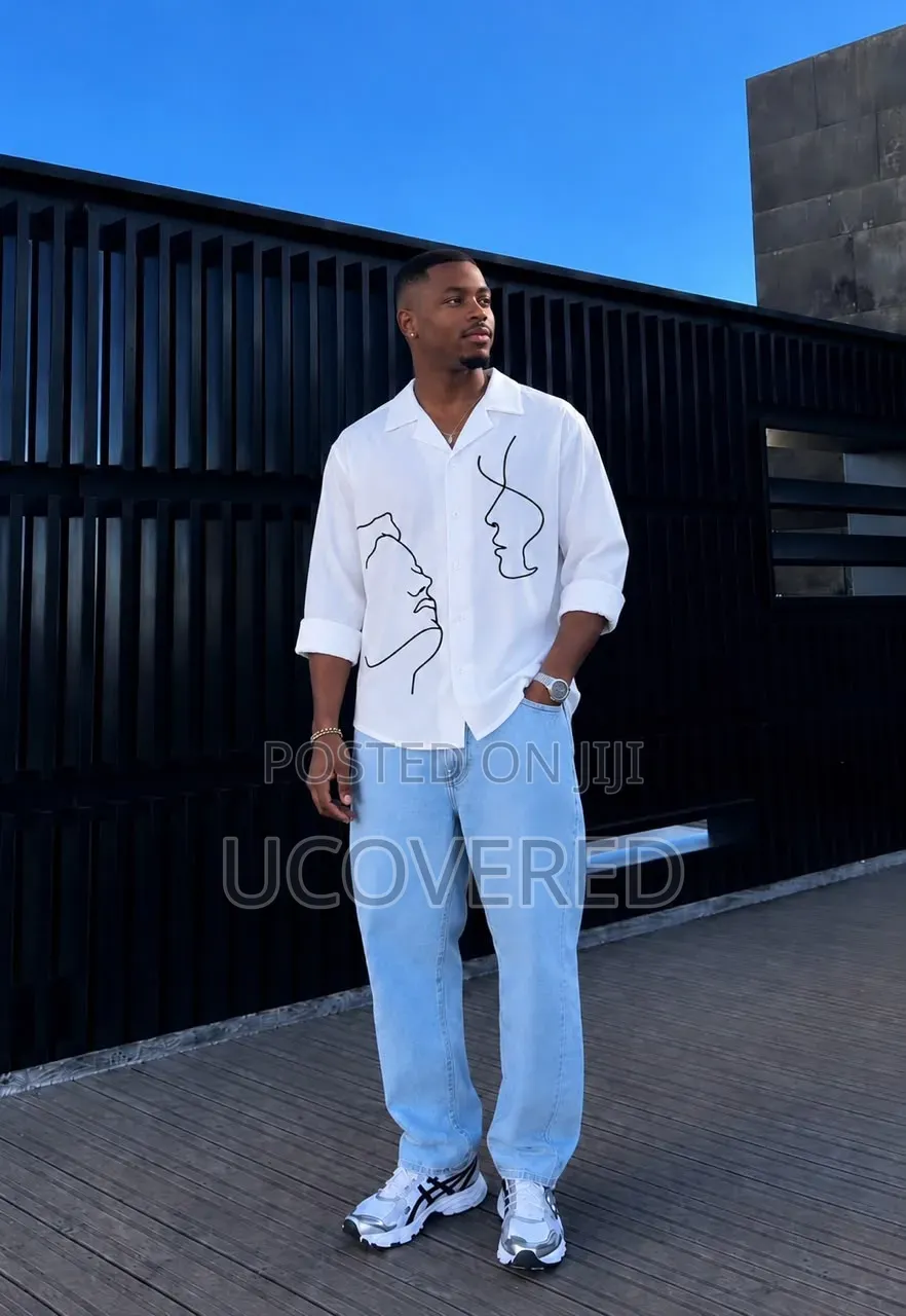 White Loose-Fit Camp-Collar Shirt