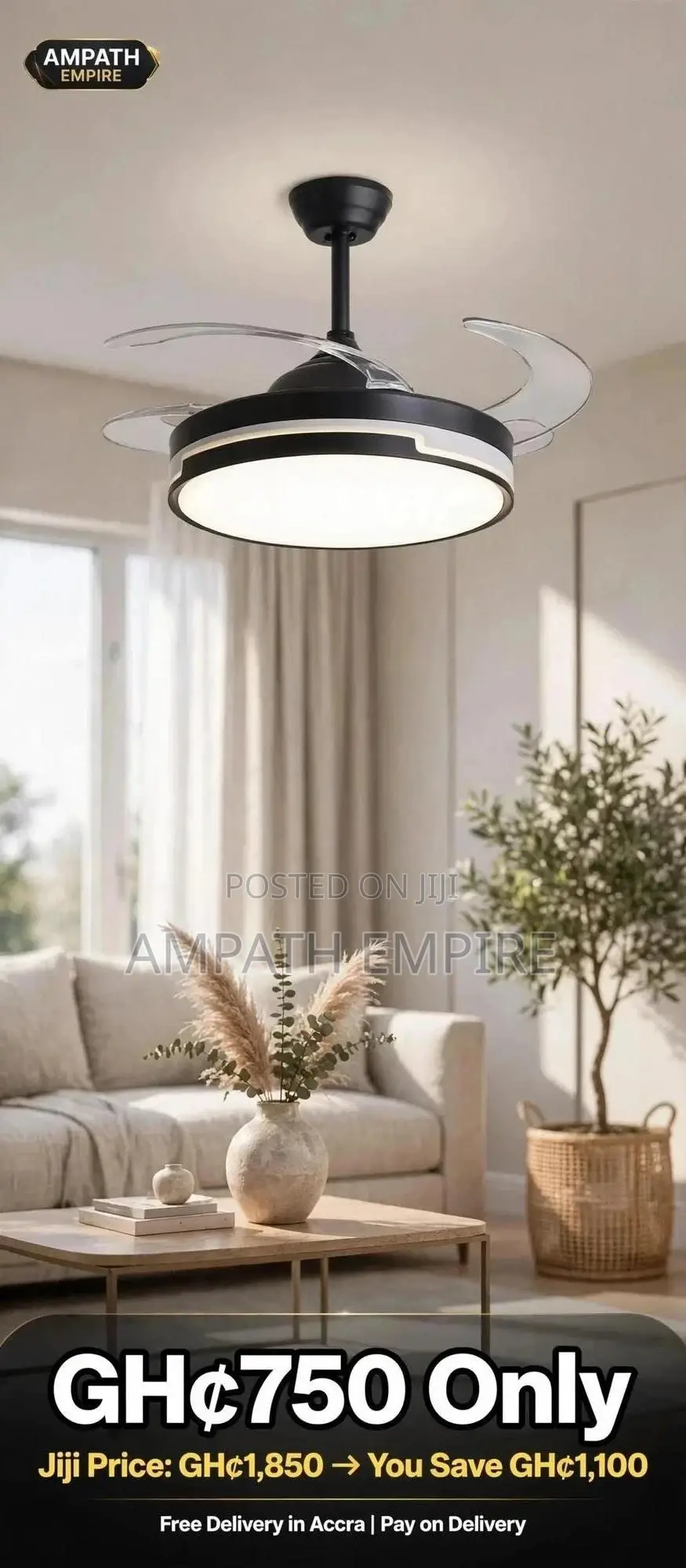 SUMMER WIND Luxury LED Ceiling Fan+ Remote Control Set 36W