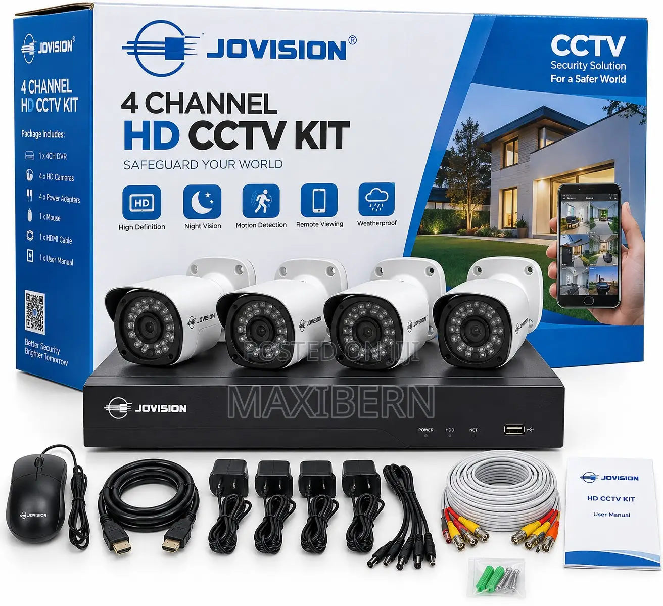 Jovision 4CH CCTV Camera Kit With 4 Cameras and DVR