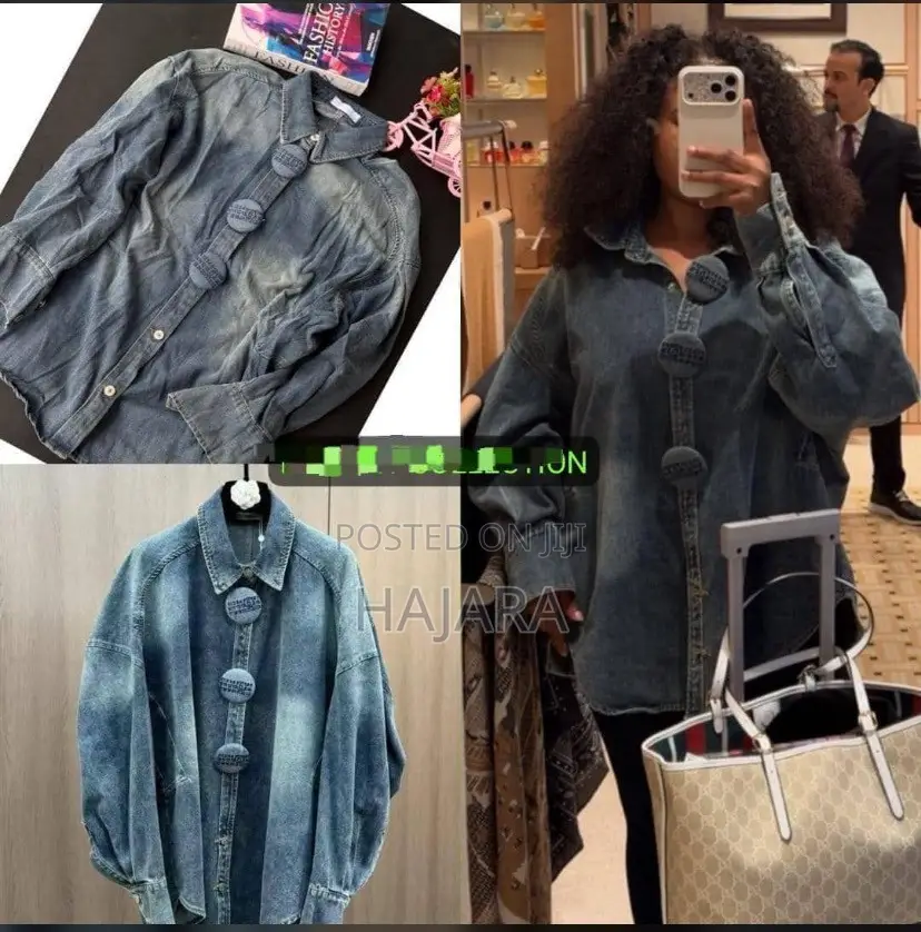 Designer-Style Loose Fit Denim Button-Down Shirt Jacket
