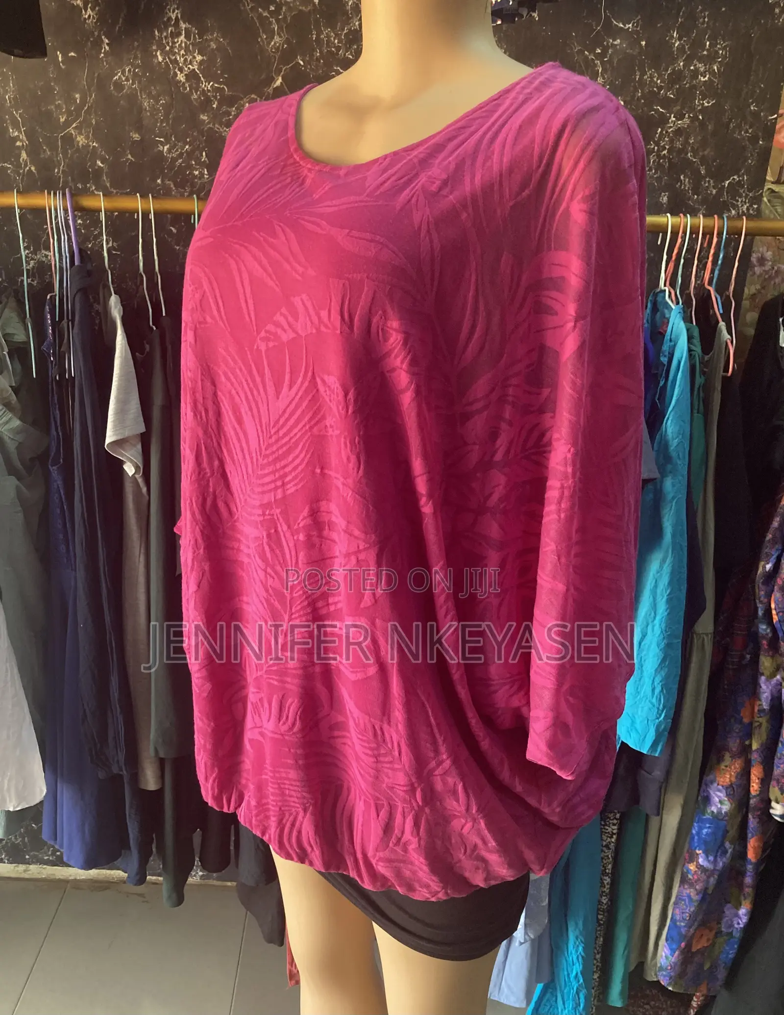 Pink Free Size Batwing Blouse - Bright Pink Top - Church Top -