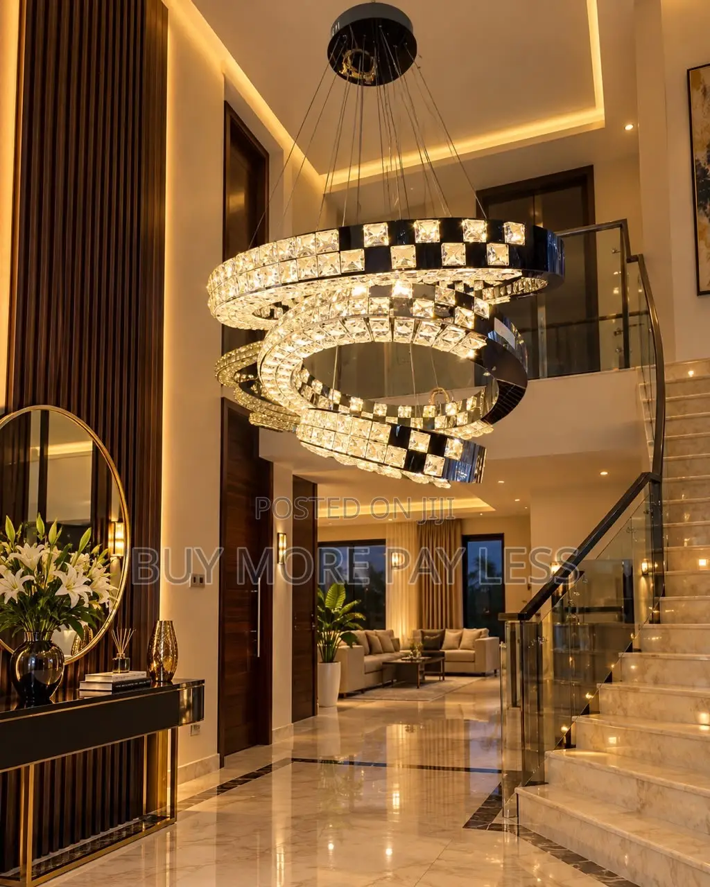 Modern Multi-Tier LED Crystal Ring Chandelier