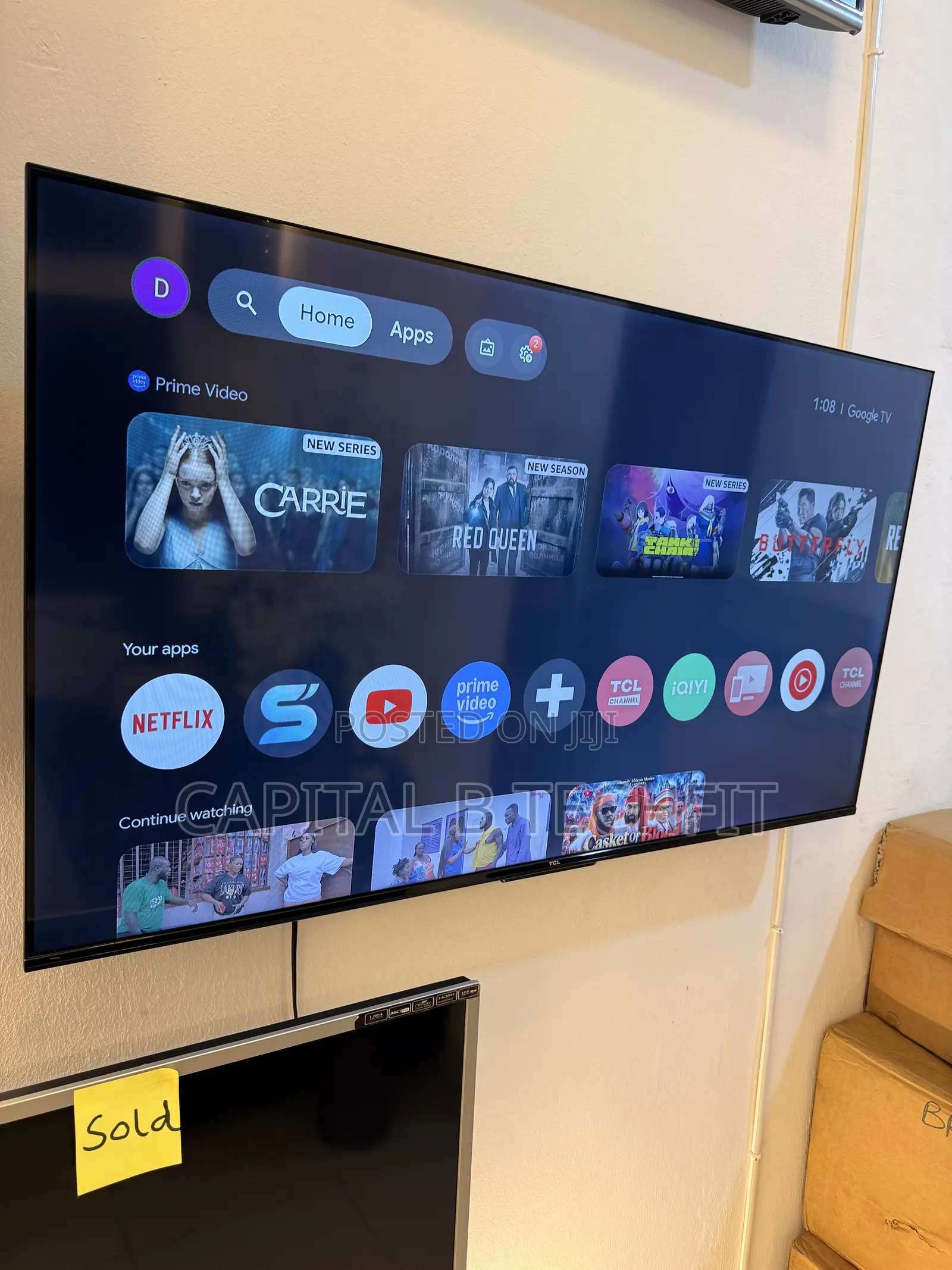 50inches TCL 4k Uhd HDR Smart Machine.