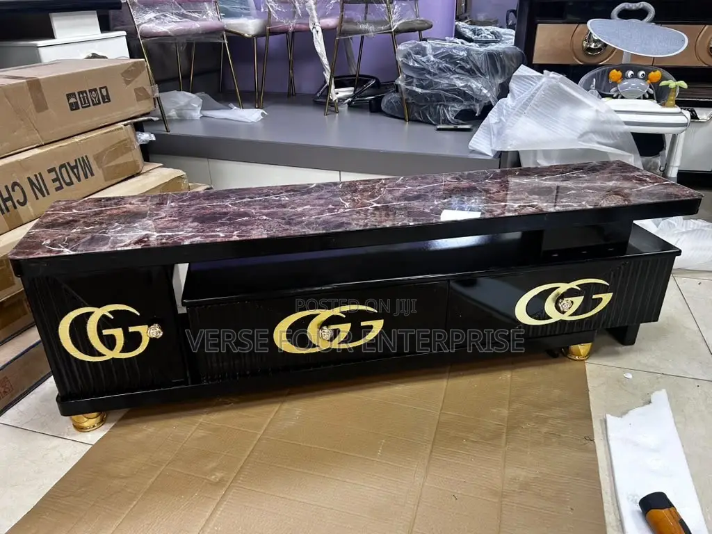TV Stand With Marble-Effect Top
