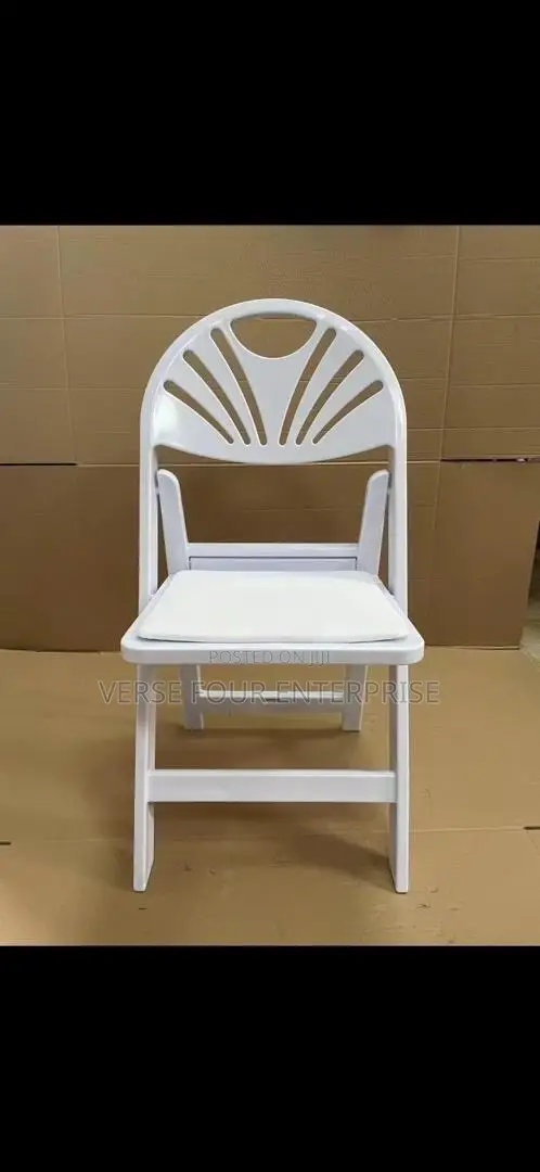 White Folding Chair With Padded Seat