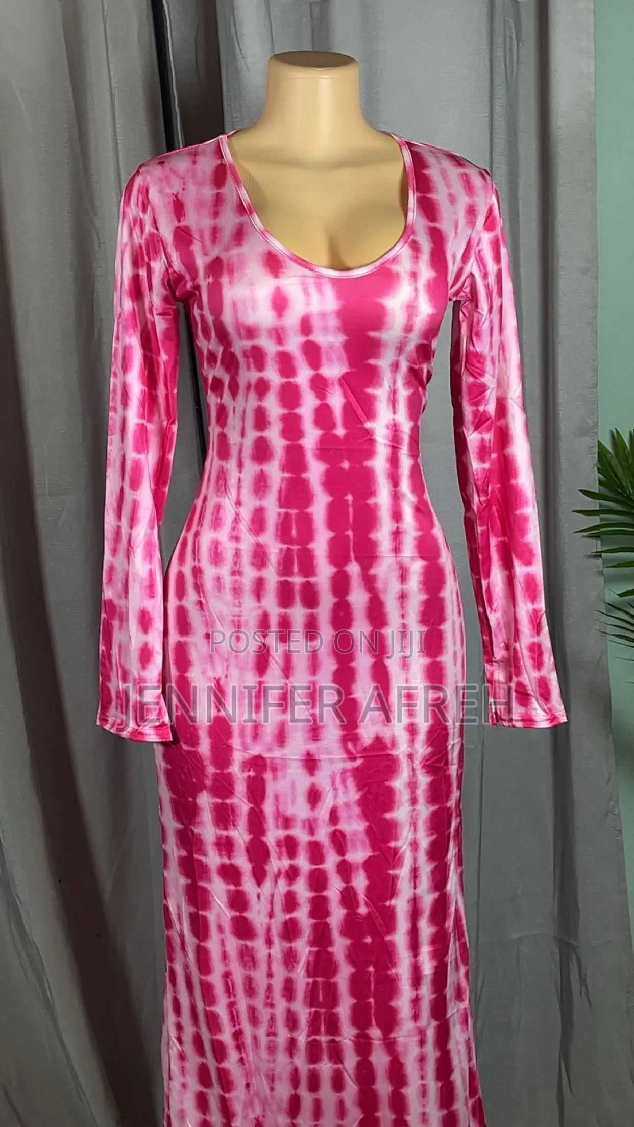 Sexy Tie Dye Long Sleeve Dress