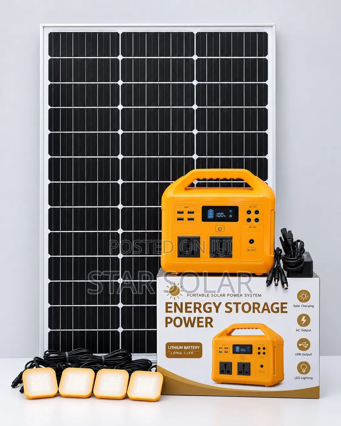 Fibon Solar Portable Power Station+Free Panel+ Free Bulbs