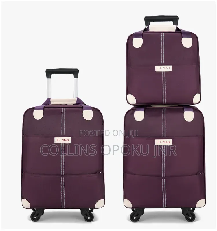 2-in-1 Trolley Luggage Travel Bag - Purple