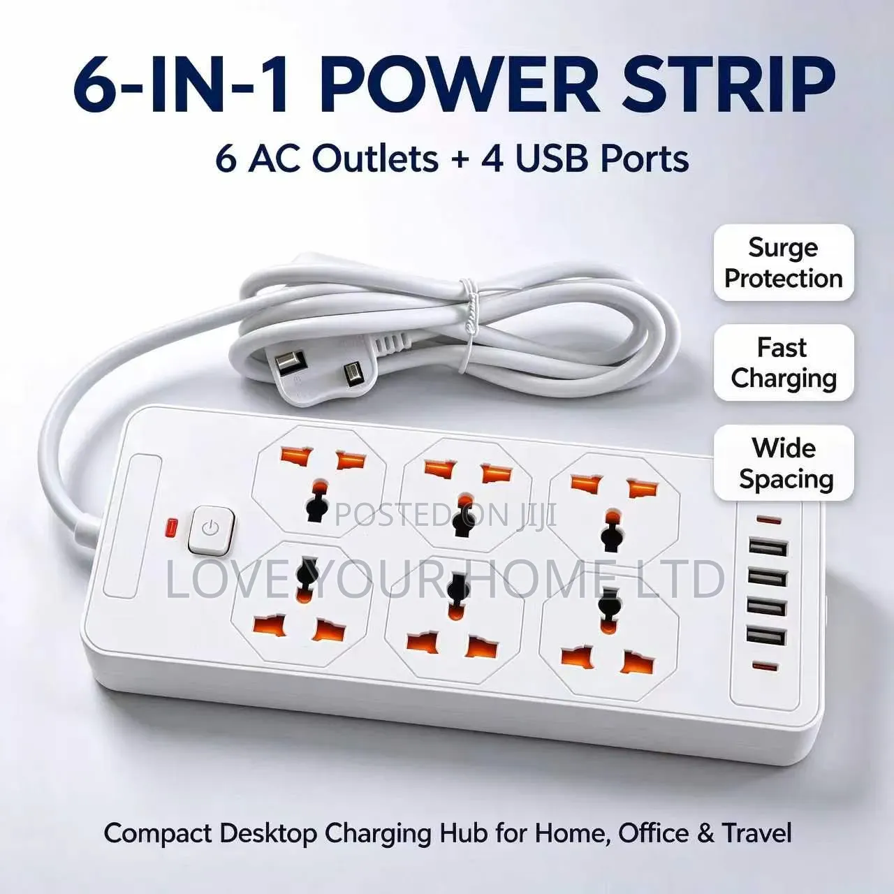 Compact Extension Board With 6 Universal Sockets&4 HighSpeed USB Ports