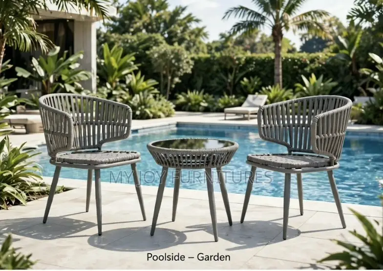 2 Seater Grey Rope Balcony Set