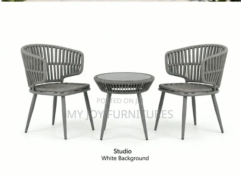 2 Seater Grey Rope Balcony Set
