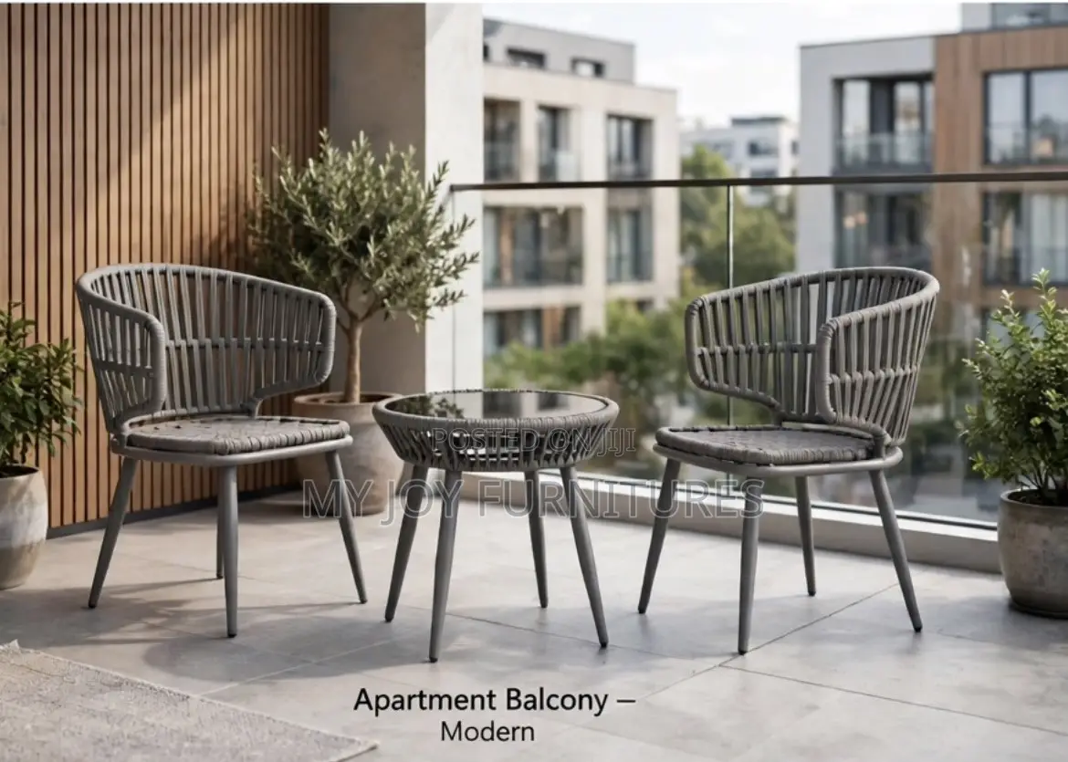 2 Seater Grey Rope Balcony Set