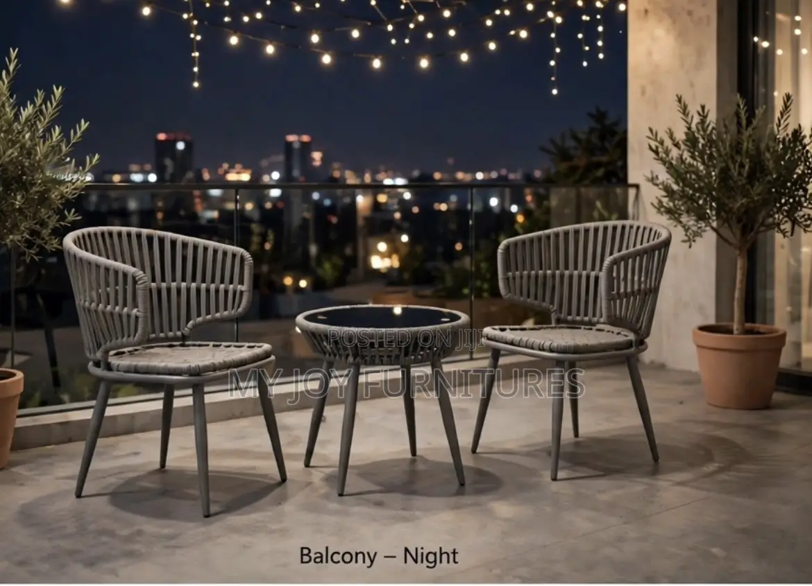 2 Seater Grey Rope Balcony Set